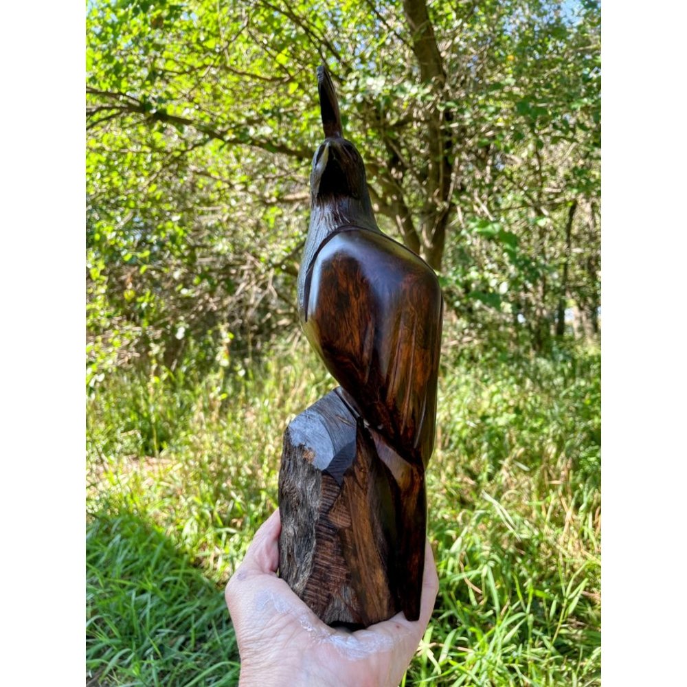 Vintage Heavy Carved Wood Quail Bird Sculpture - Picture 4 of 14